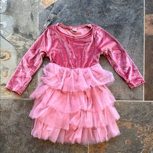 NWOT - Toddler Velvet Long Sleeve Tiered Tulle Tutu Dress